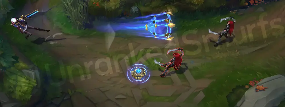 Arcane Commander Caitlyn E - net/dash with cyan smoke and rune trail