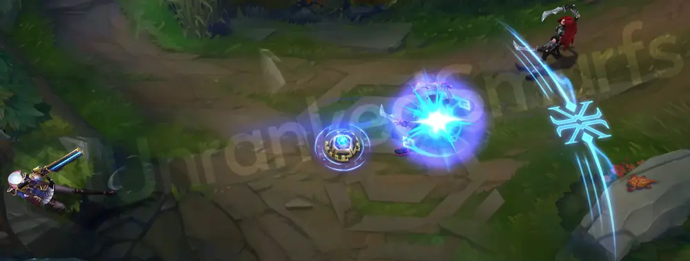 Arcane Commander Caitlyn E - dash recoil showing smoke and runes