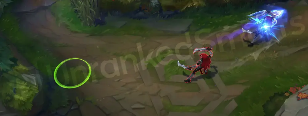 Arcane Commander Caitlyn Q - railgun projectile trailing cyan runes across the ground