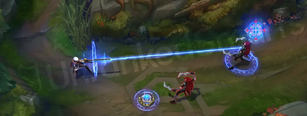 Arcane Commander Caitlyn R - railgun ultimate charge with bright cyan beam