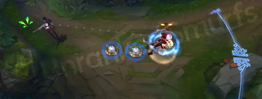 Arcane Enforcer Caitlyn W - trap placed with cyan runes and brassy highlights