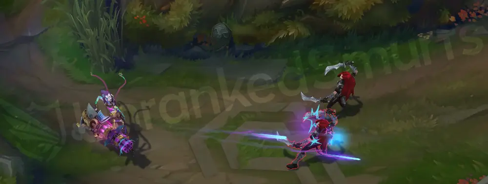 Arcane Fractured Jinx alternate base close-up showing Hero of Zaun form with hood up and graffiti accents