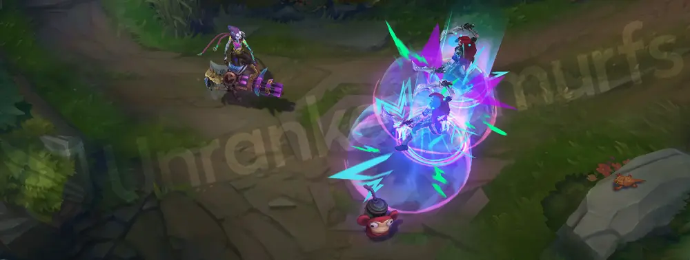 Arcane Fractured Jinx E (alternate asset) showing grenade burst effect
