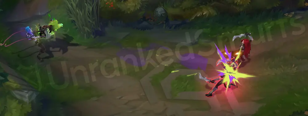 Arcane Fractured Jinx W - alternate view with green particle highlights