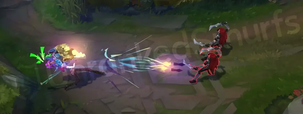 Arcane Fractured Jinx (Powder) Q - blue-purple projectile effect in alternate form