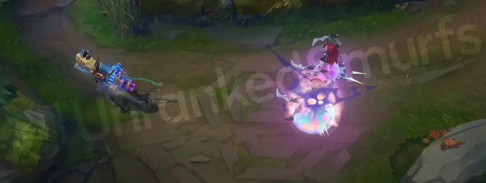 Arcane Fractured Jinx (Powder) Q - alternate shot with cool-toned effects