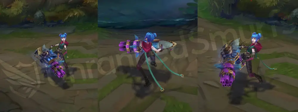 Arcane Fractured Jinx Powder form overview with blue and purple tones from the alternate timeline