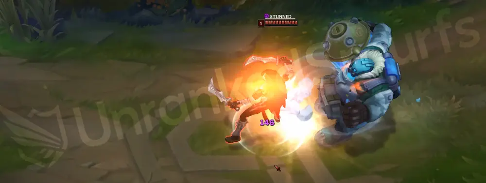 Arctic Ops Gragas E - body slam with blue icy trail and reinforced arm tubing