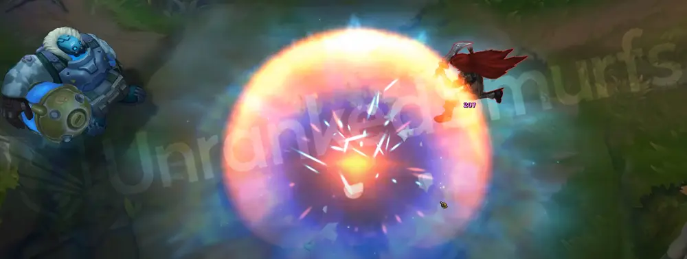 Arctic Ops Gragas R - explosive frost cask with cyan burst and knockback