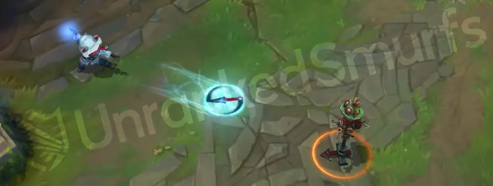 Arctic Ops Kennen Q - part 1 showing cyan shuriken projectile with icy trail