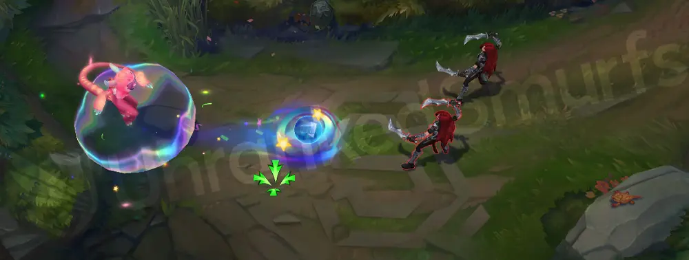 Cosplayer Neeko E - first frame showing a cyan-green tether with pink trim