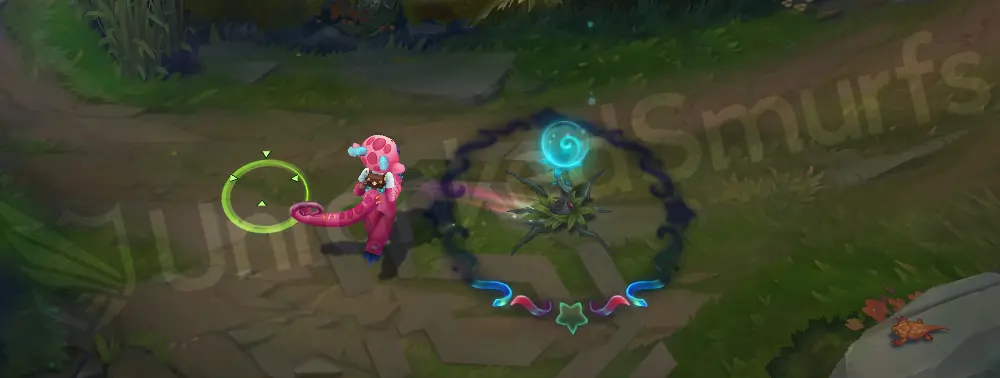 Cosplayer Neeko passive shimmer showing axolotl markings in cyan and pink