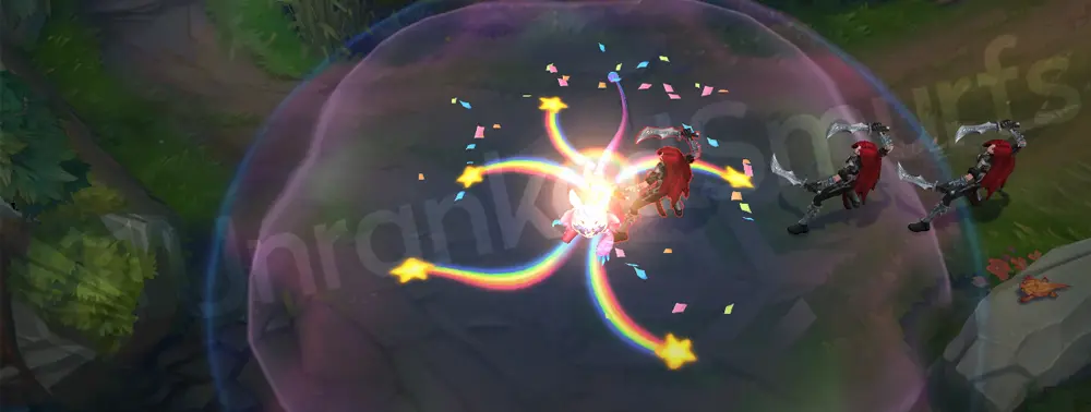 Cosplayer Neeko R - part one with cartoony stars and splashy cyan-green burst