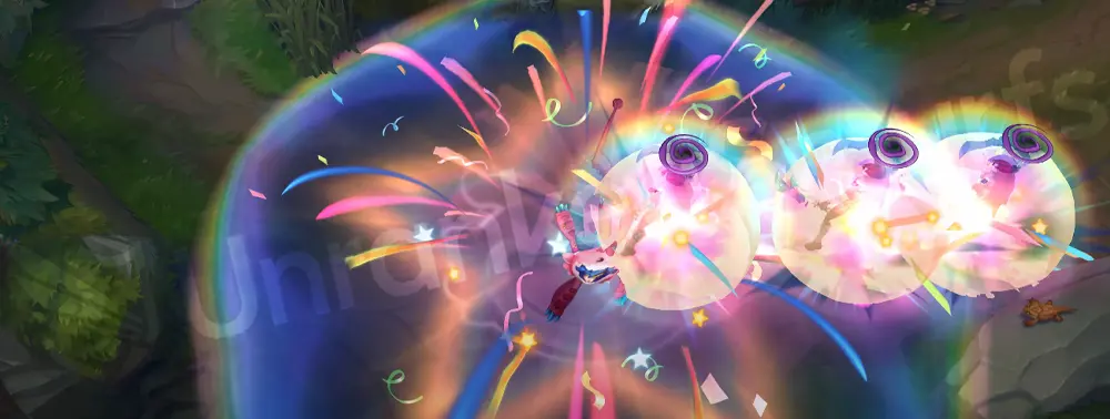 Cosplayer Neeko R - part three impact with watery ripples and pink sparkles