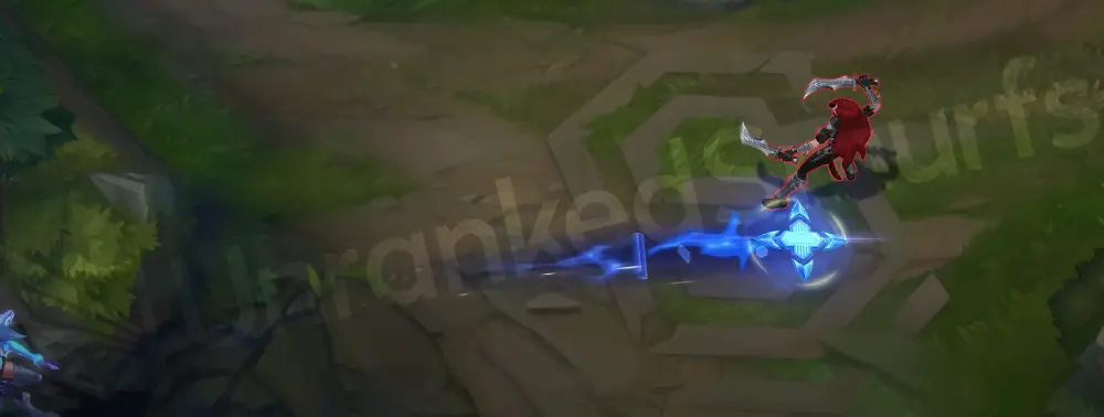 DRX Akali E part 1 - crescent kama slash with sharp translucent crystalline edge and hex-grid highlights