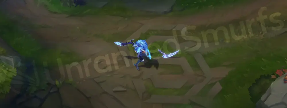 DRX Akali emote - celebratory gesture in World Champions style with cool blue highlights