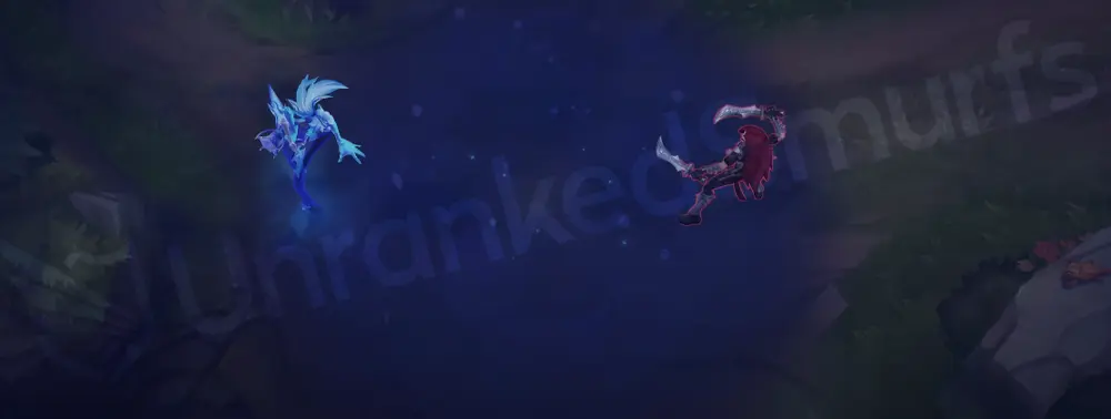 DRX Akali W - defensive/stealth pulse with cool blue and deep violet particles and translucent crystalline accents