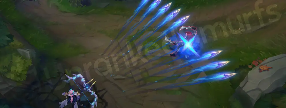 DRX Ashe W ability pulse showing ice crystal rings and bright blue glow