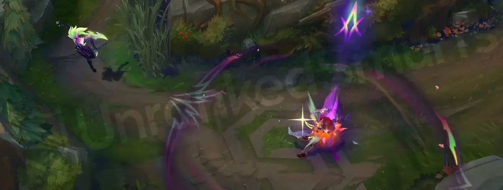 Empyrean Akali E part 2 with geometric shards and green highlights