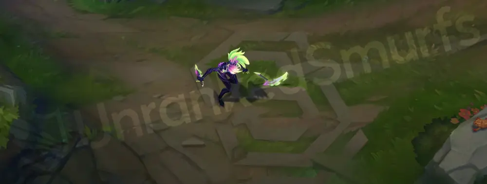 Empyrean Akali emote showing a posed stance with glowing blades