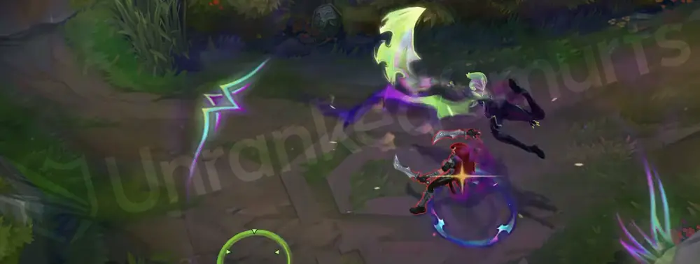 Empyrean Akali R - ultimate teleport slash with neon trails and a dark surface burst