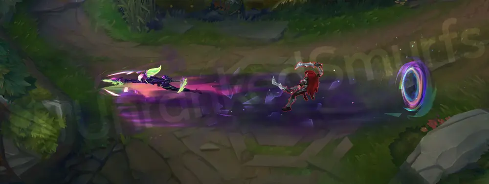 Empyrean Akali R part two with explosive glossy shards and glowing edges