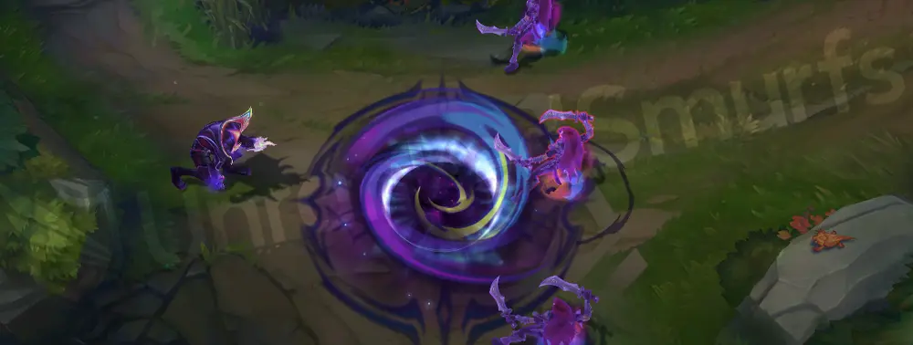 Empyrean Brand W part 1 pulsing purple flame with green highlights around Brand