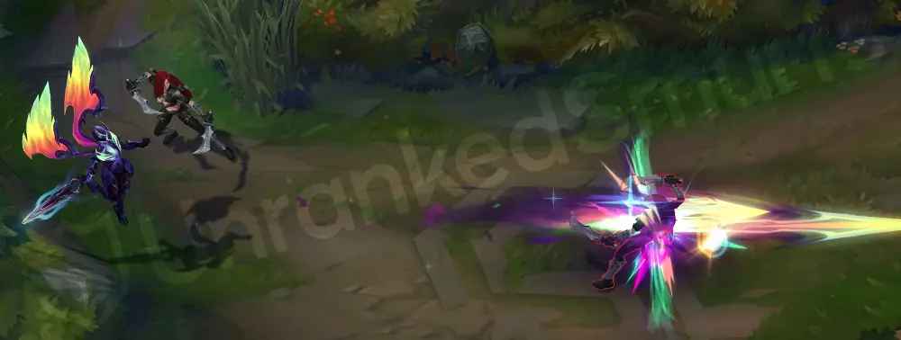 Empyrean Kayle Q part 2 showing extended purple beam and neon accents
