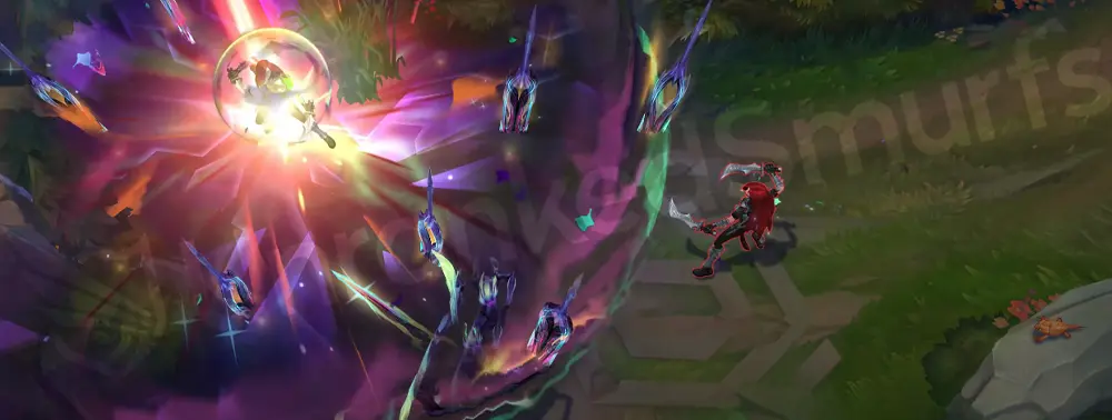 Empyrean Kayle R ultimate overview showing portal blade and bright central effect