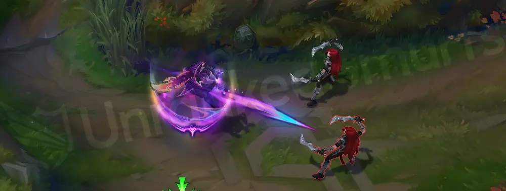 Empyrean Malzahar basic auto attack (beasc) with purple and cyan energy trail