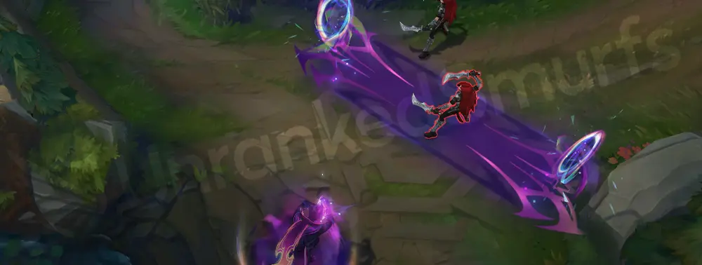 Empyrean Malzahar Q - neon purple projectile with cyan-yellow flame trail