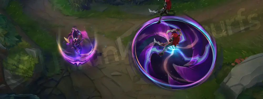 Empyrean Malzahar R part 2 - impact with purple, cyan and yellow energy