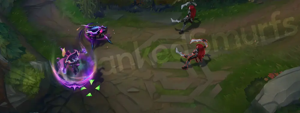 Empyrean Malzahar W - summoning unstable portals with purple and cyan swirls