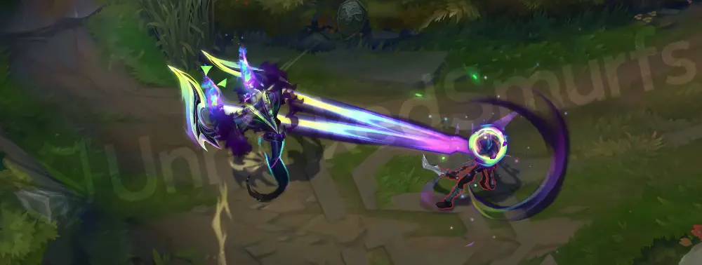 Empyrean Nocturne E - portal and movement effect with green and purple vortices