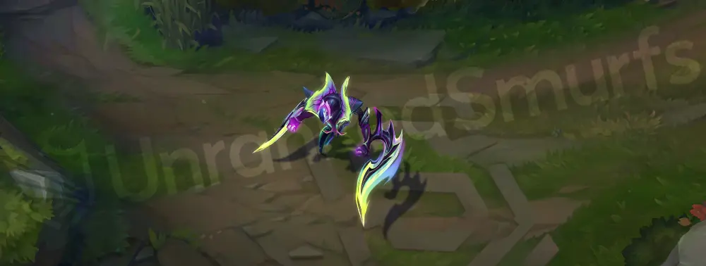 Empyrean Nocturne emote showing a menacing pose with glowing visor and crystalline blade