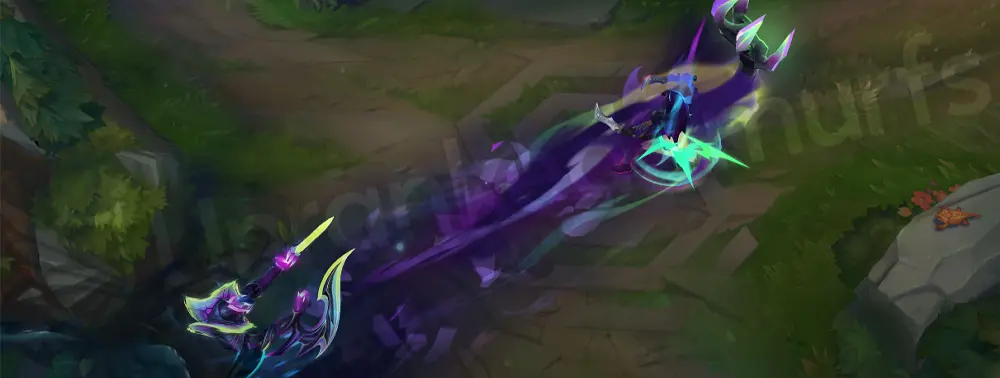 Empyrean Nocturne Q - trailing shards and energy arcs with cyan highlights