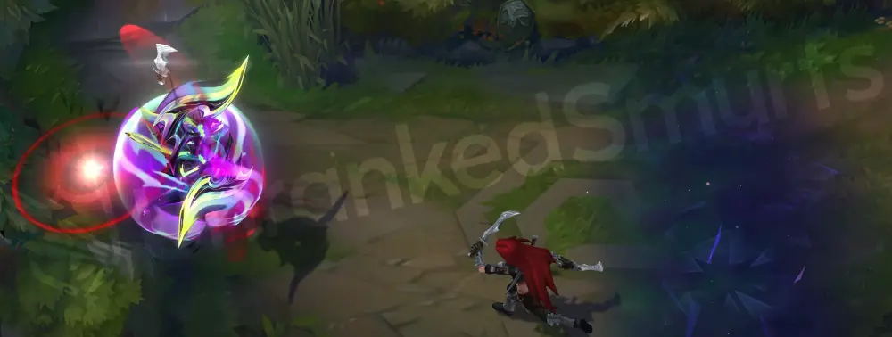 Empyrean Nocturne W - energy pulse with purple-green ribbons and crystalline accents