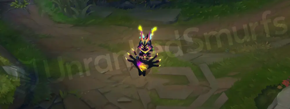 Empyrean Vex emote showing Vex crossing her arms with a glowing mask and purple highlights