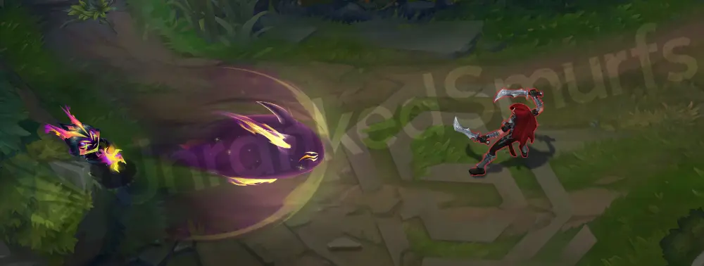 Empyrean Vex Q - first projectile part showing a jagged shadow bolt with magenta and cyan highlights