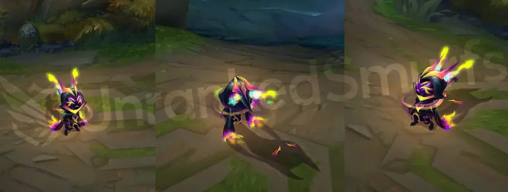 Empyrean Vex in-game overview from front and side wearing a black-and-crimson robe with iridescent orange and purple lines and jagged cloak spikes