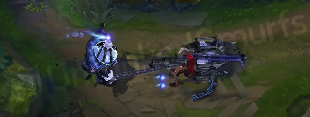 Fright Night Nautilus Q - Dredge Line hook with a dark blue ghostly flame trail and candle embers