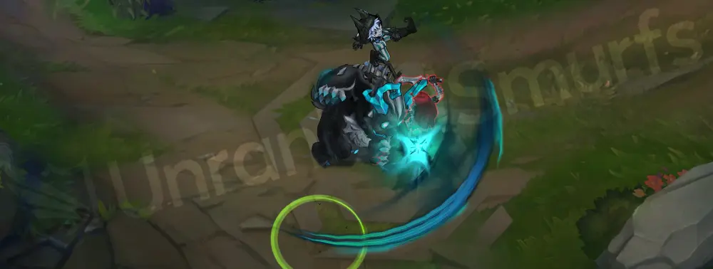 Fright Night Nunu & Willump basic auto attack animation with deep turquoise ink swipe from Willump