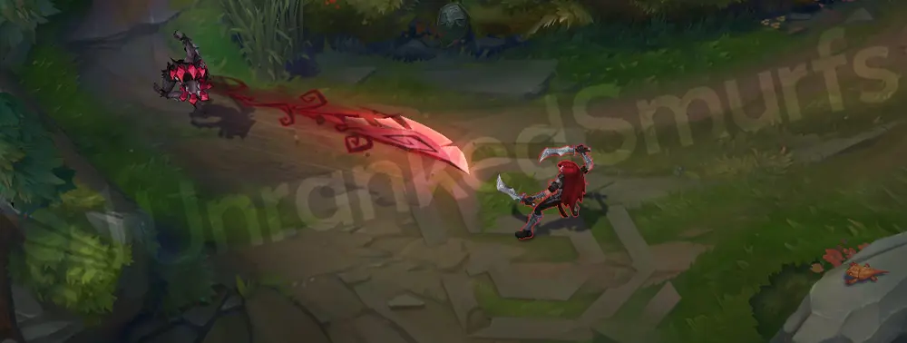 Fright Night Pyke Q part 2 - close view of sketchy red slash and spiral accents