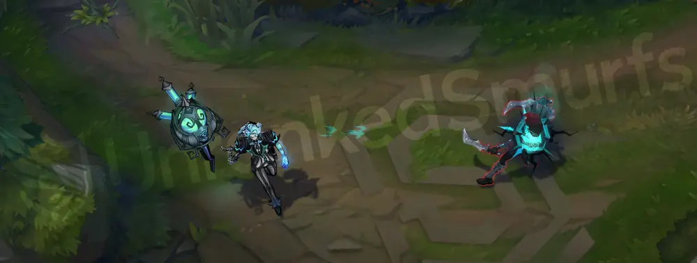 Fright Night Renata Glasc basic auto attack with cyan lantern sparks and ghostly hand swipe