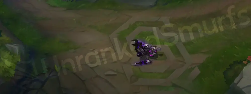 Fright Night Shaco emote showing stitched grin, top hat flourish and umbrella
