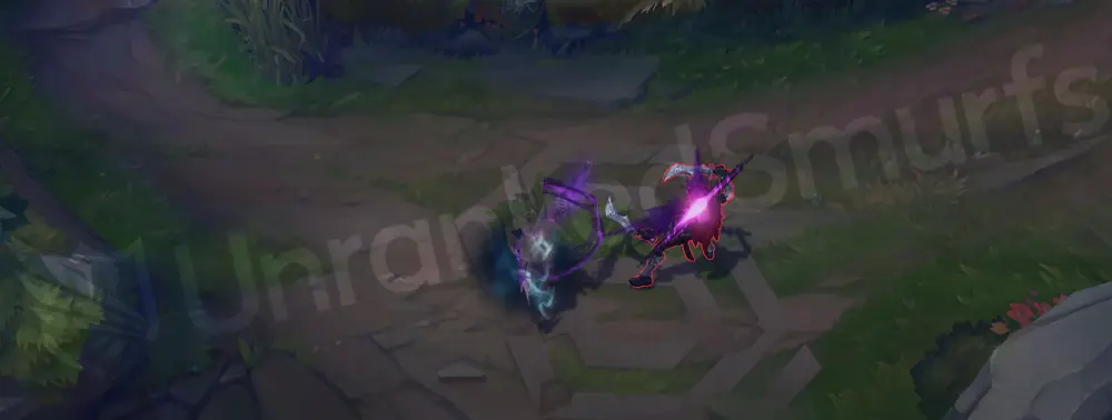 Fright Night Shaco Q - secondary arrival effect showing smiling-face motifs and thread-like particles