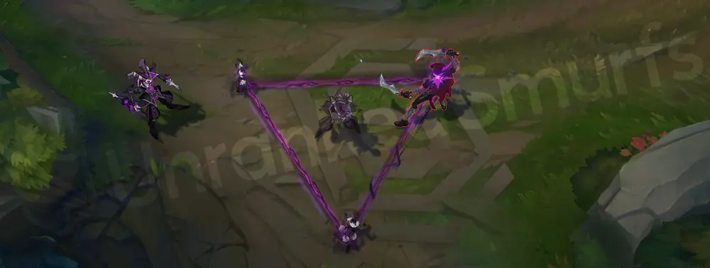 Fright Night Shaco R - final impact with lingering purple mist and face particles