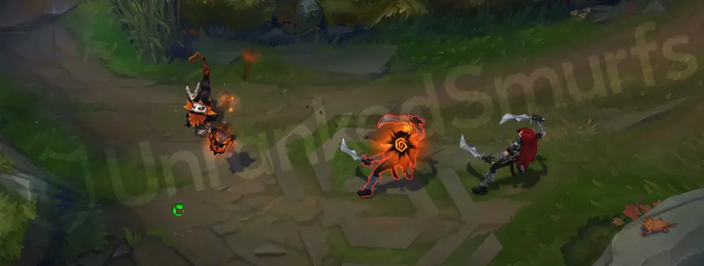 Fright Night Veigar basic auto attack animation with smoky black and orange pencil-sketched trails