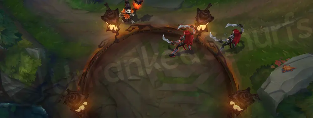 Fright Night Veigar E - cage made of streetlamps with smoky black barriers and orange runes