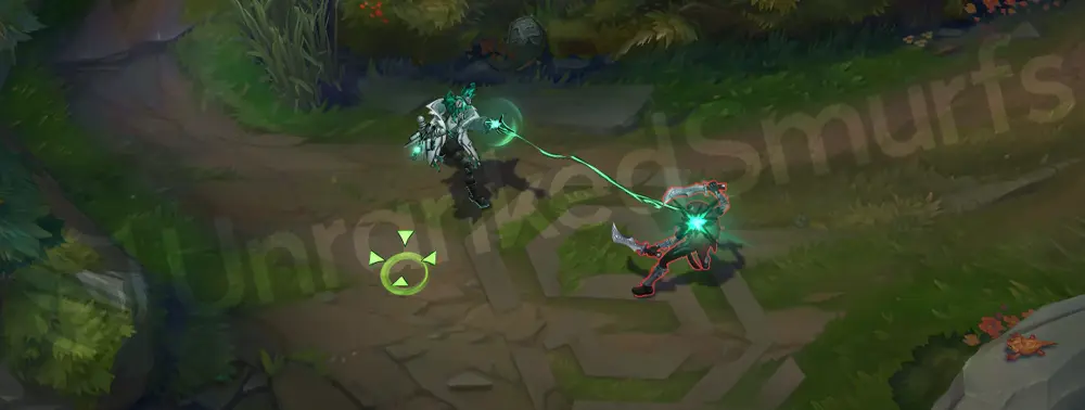 Fright Night Zeri basic auto attack animation with green-and-black sketchy electricity and pencil-squiggle trails